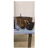 Antique andirons boiler with metal pot