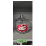 Coca-cola Countertop Jar With Glass Lid 8.5 In