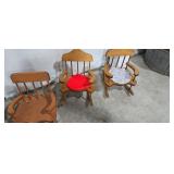 Three handcrafted doll rockers