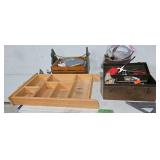 Toolbox small wooden bucket wooden rack and