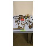 Antique tools buttons and spark plugs