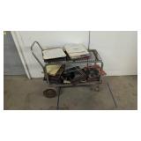 Rolling cart with vintage record albums