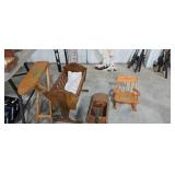 Handcrafted wooden rocking chair goose planter