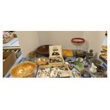 Glassware wooden bowl tokens utensils as shown