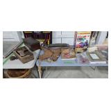 Toy holsters wooden box shoe lasts book etc