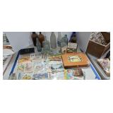 Vintage postcards bottles cigar box