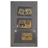 Three fractional currency notes 3 cents, 10