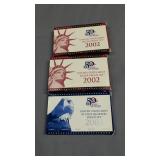 Three United States proof sets 2002 and 2003
