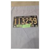Vintage Delaware License Plate Tag Number 113259
