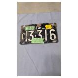 Vintage Delaware License Plate C13-316