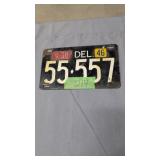 Vintage Delaware License Plate Tag Number 55-557
