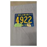 Vintage Delaware License Plate M/c 4922