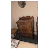 Depression era three drawer tall chest 28 in L