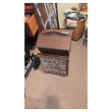 Antique sewing stand and contents
