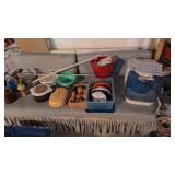 Items on wall shelf and daybed miscellaneous