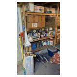 Items on wall shelf glassware in boxes paint