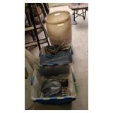 Tubs with hardware nails and plastic drum