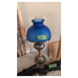 Vintage table lamp with blue shade 22 in overall