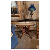 Ornate Victorian marble top table 28 x20 x29