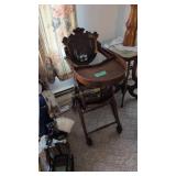 Victorian Walnut child's high chair stroller