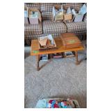 Coffee table with wooden boxes and books