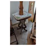 Antique Victorian marble top table 19 x14 x28
