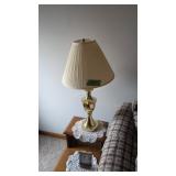 Pair of brass table lamps 28 in overall