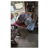 Roll around yard cart with linens and blinds