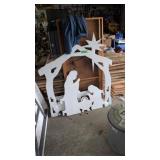 Wooden nativity scene