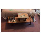 Wooden stools and items on top