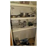 Contents of closet pots pans etc
