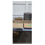 Canning jars ironing board lard tin