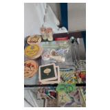 Vintage barware coasters and items as shown