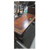 Mahogany drop side leather top coffee table