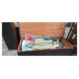 Lane cedar Chest with quilts one hinge is broke