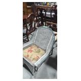 Vintage wicker porch rocking chair and armchair
