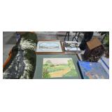 Picture frames birdhouse cat figure blanket