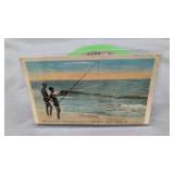 Postcard Rehoboth Beach Delaware surf fishing in