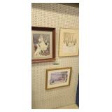 Three framed prints