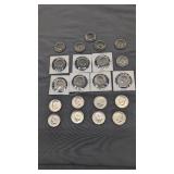 21 non-silver various dates Kennedy half dollars