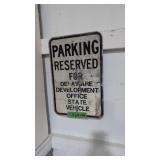 Vintage metal sign reserve parking for Delaware
