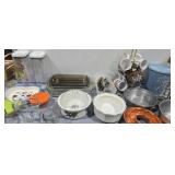 Kitchen items meat grinder bowls dishes etc