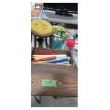 Candles with wooden box bottles small foot stove