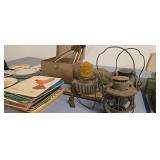 Vintage lanterns books light fishing nets