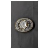 1891 Morgan silver dollar belt buckle by Montana