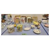 Picture frames biscuit jars teapot glassware