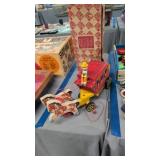 Vintage gold star stagecoach toy with original