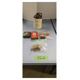 Advertising tins and small mountain dew jug