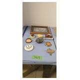 Vintage paperweight and framed picture of early