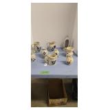 Modern Blue decorated salt glazed items as shown